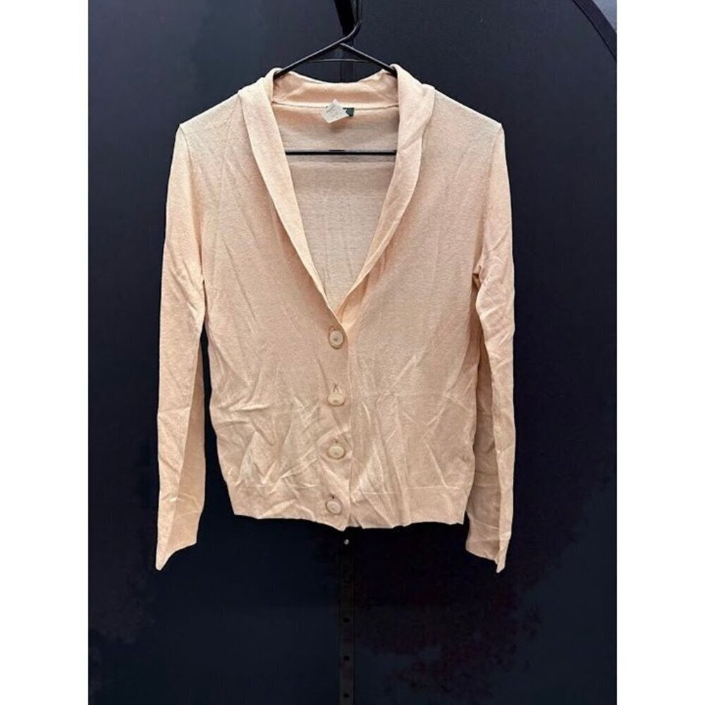 J. Crew Blush Pink Tan Silk and Linen Button Up Cardigan Sweater